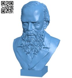 Dostoevsky bust – man B009314 file obj free download 3D Model for CNC and 3d printer