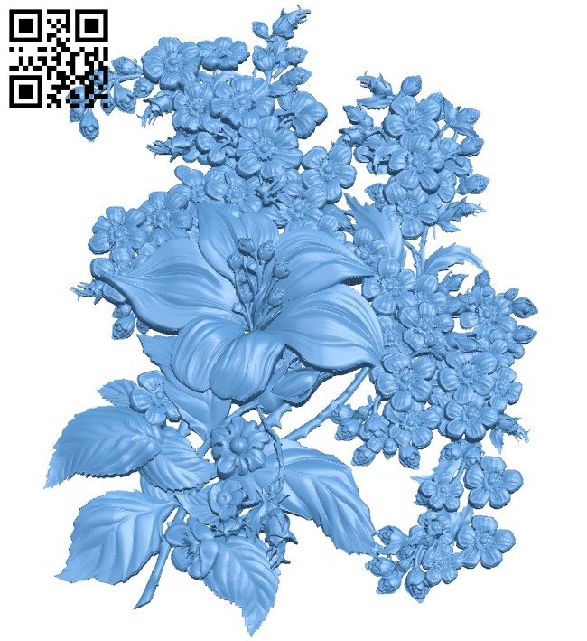 Flower painting A006178 download free stl files 3d model for CNC wood carving