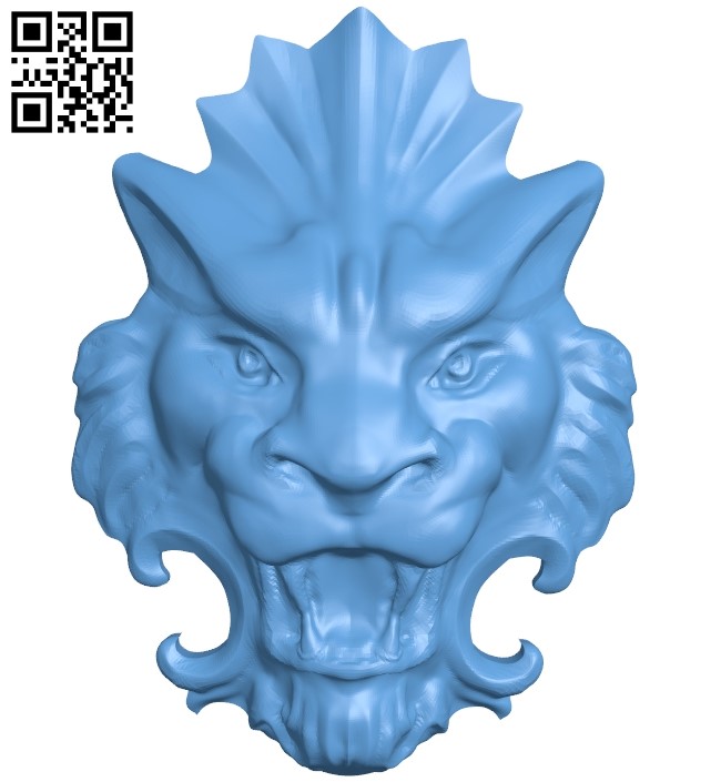 Lion head pattern A006233 download free stl files 3d model for CNC wood carving