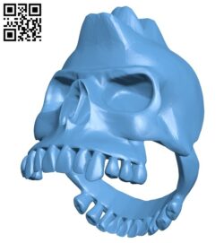 Punk skull ring B009366 file obj free download 3D Model for CNC and 3d printer