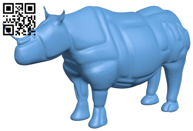 Rhino sculpture B009343 file obj free download 3D Model for CNC and 3d printer