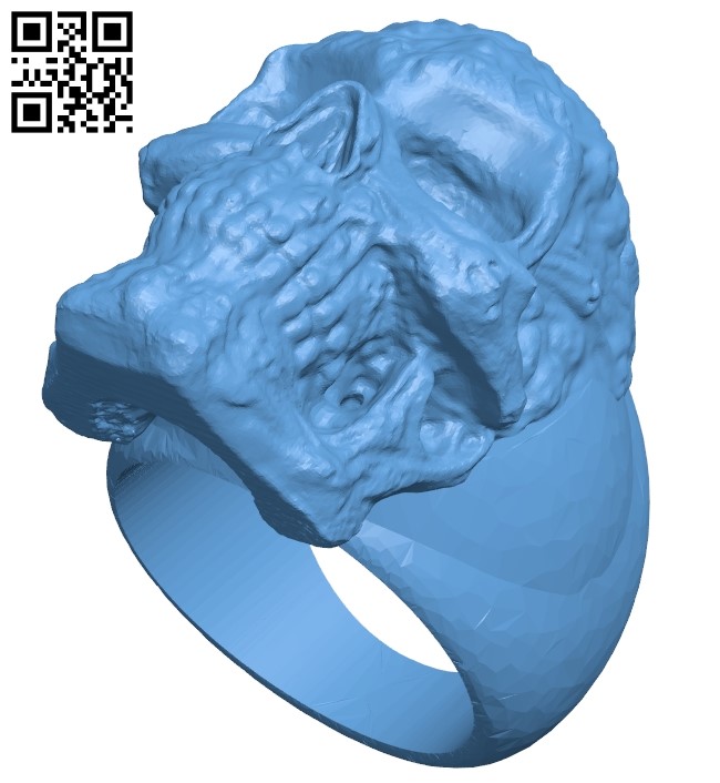 Skull ringdef B009329 file obj free download 3D Model for CNC and 3d printer