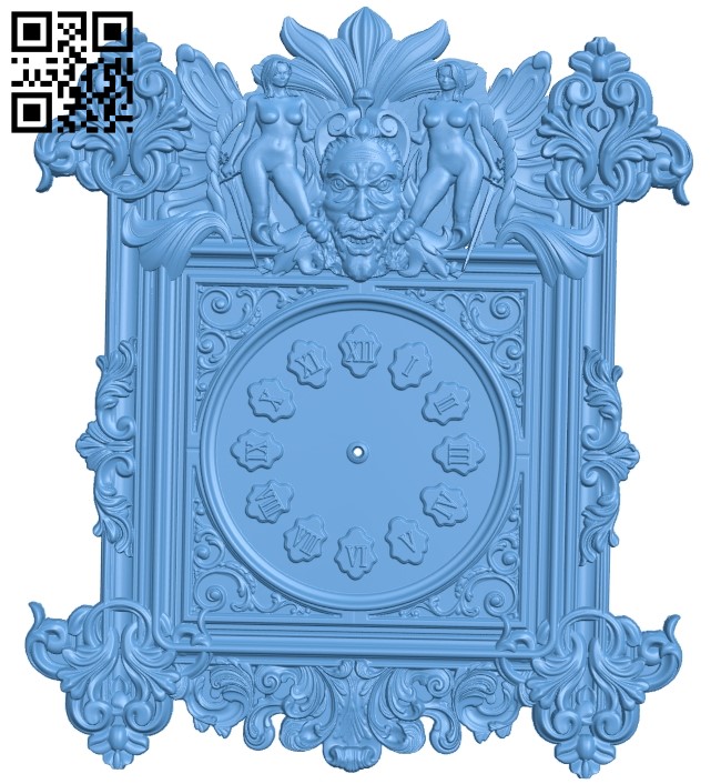 Clock face panel A006453 download free stl files 3d model for CNC wood carving