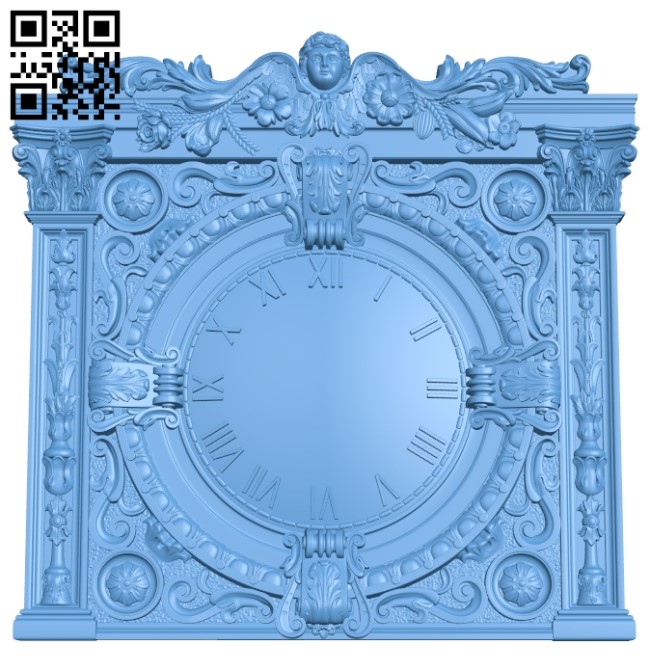 Clock face panel - Clock Angel A006457 download free stl files 3d model for CNC wood carving