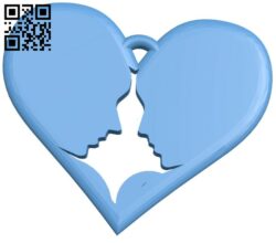 Heart couple pendant B009419 file obj free download 3D Model for CNC and 3d printer