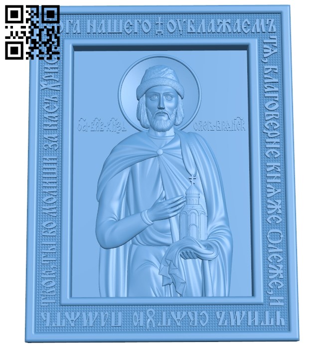 Icon Saint Oleg Bryansk A006350 download free stl files 3d model for CNC wood carving