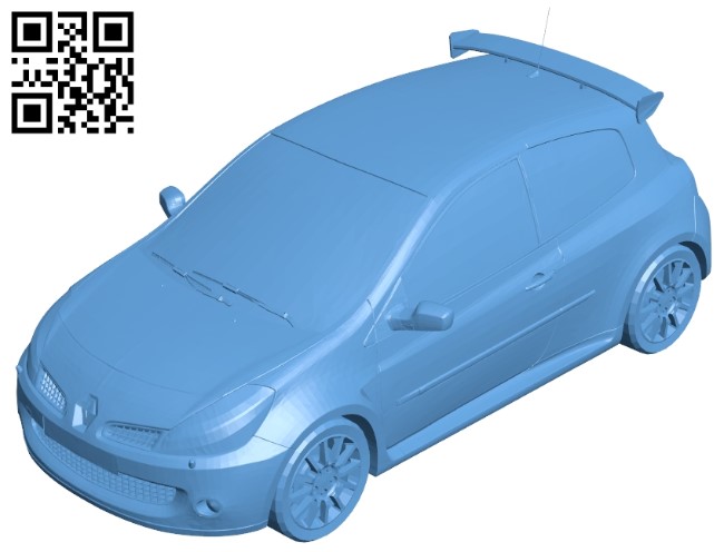 Renault Clio 3RS - car B009465 file obj free download 3D Model for CNC and 3d printer