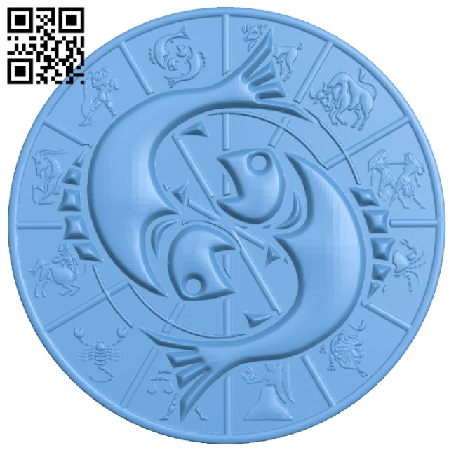 Zodiac pattern - Pisces A006408 download free stl files 3d model for CNC wood carving