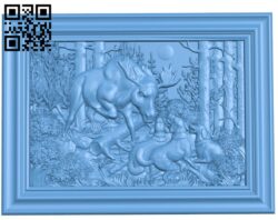 Elk and dogs A006507 download free stl files 3d model for CNC wood carving
