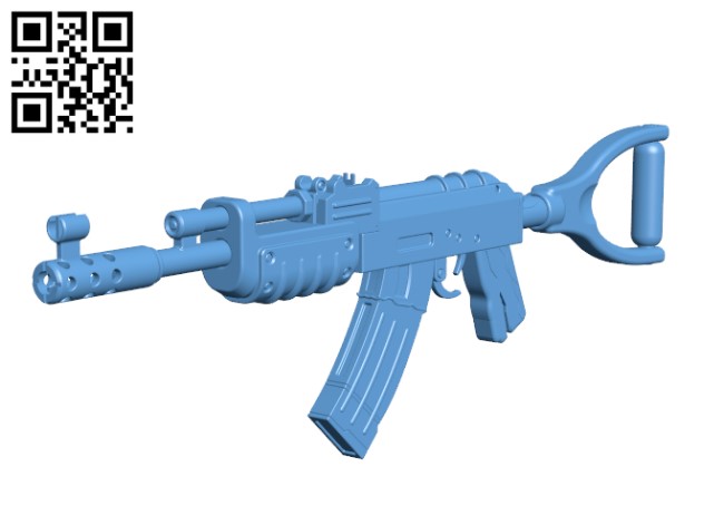 AK47 from Rust H000272 file stl free download 3D Model for CNC and 3d printer