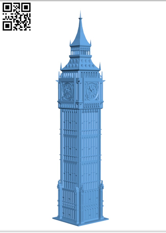 Big Ben - London UK H000429 file stl free download 3D Model for CNC and 3d printer