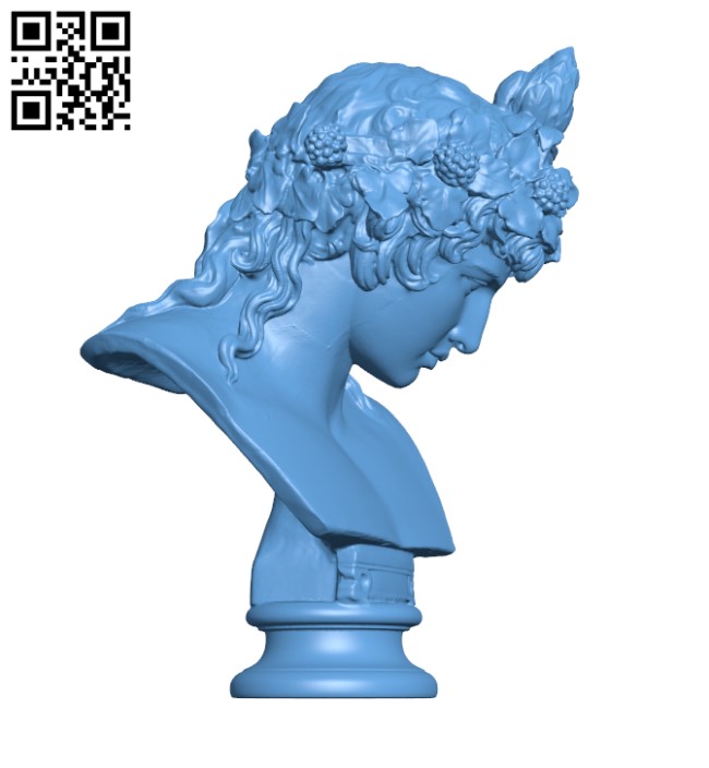 Bust of Antinous as Dionysus H000273 file stl free download 3D Model for CNC and 3d printer