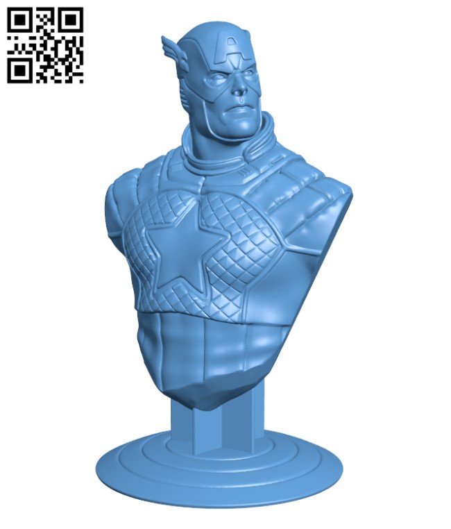 Captain America bust H000258 file stl free download 3D Model for CNC and 3d printer