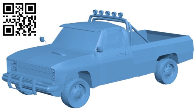 Chevrolet silverado 1986 - truck B009620 file stl free download 3D Model for CNC and 3d printer