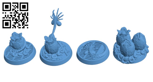 Face hugger and Xenomorph Eggs H000436 file stl free download 3D Model for CNC and 3d printer