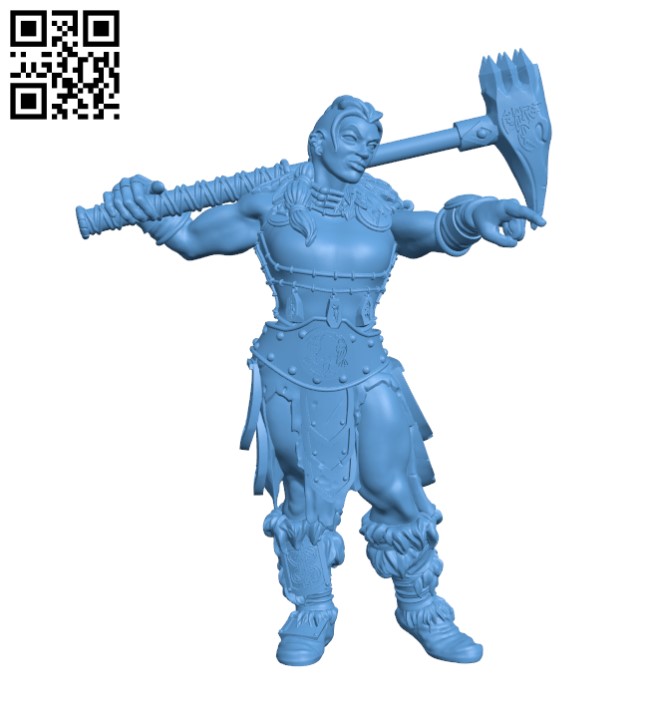 Female Barbarian H000232 file stl free download 3D Model for CNC and 3d printer