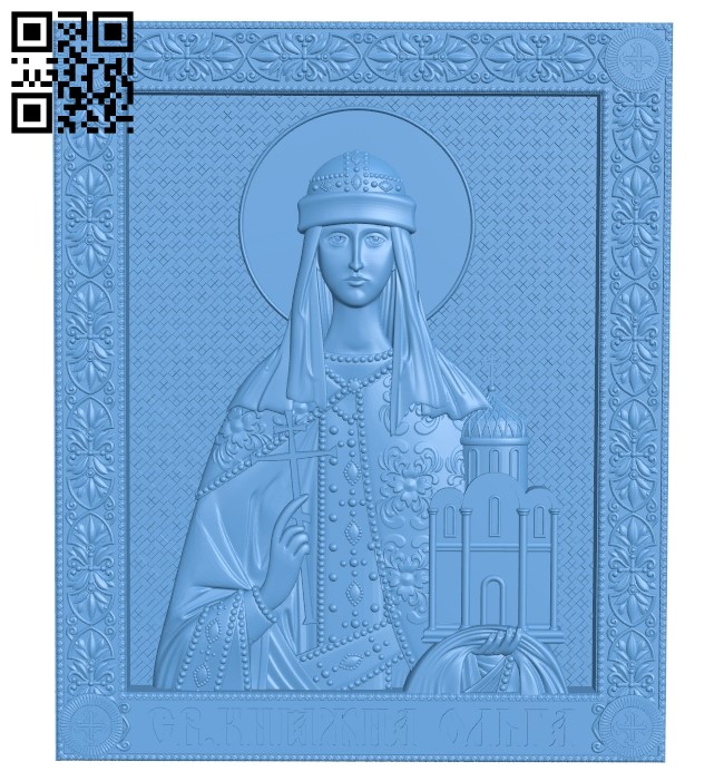 Icon of the Holy Princess Olga A006565 download free stl files 3d model for CNC wood carving
