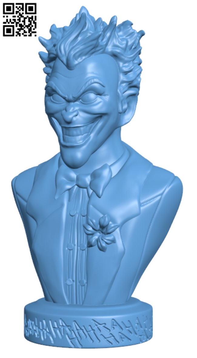 Joker bust H000203 file stl free download 3D Model for CNC and 3d printer
