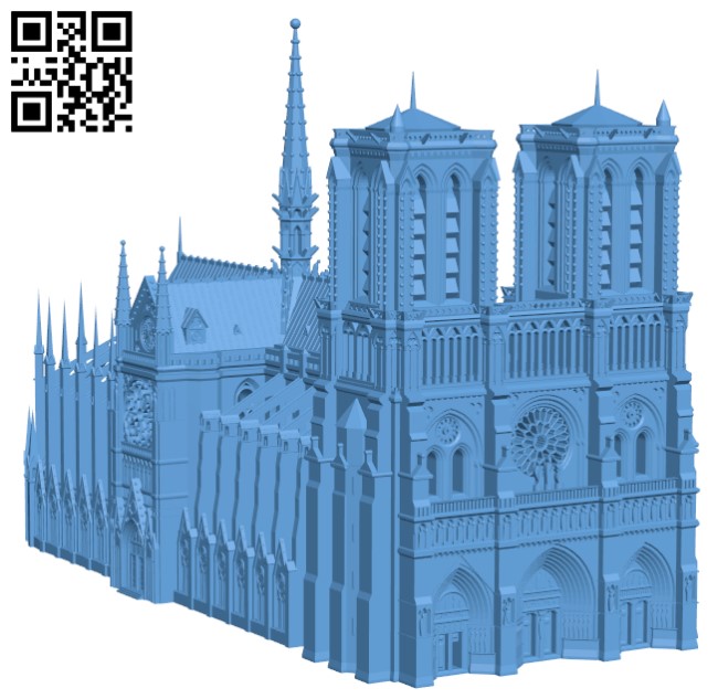 Notre-Dame de Paris Cathedral H000152 file stl free download 3D Model for CNC and 3d printer