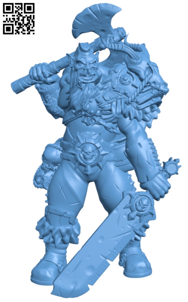 Orc Barbarian H000211 file stl free download 3D Model for CNC and 3d printer
