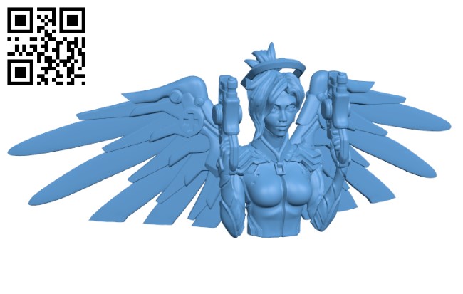 Overwatch - Mercy Bust -Women H000411 file stl free download 3D Model for CNC and 3d printer