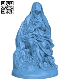 Seated Virgin Mary, Mater dolorosa H000244 file stl free download 3D Model for CNC and 3d printer