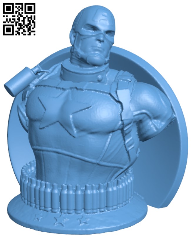 Wicked Marvel Avengers Captain America 3d Bust H000019 file stl free download 3D Model for CNC and 3d printer
