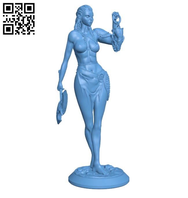 Yesh'ra Orc Warrior female with skull lantern H000163 file stl free download 3D Model for CNC and 3d printer