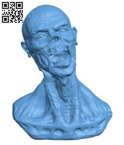 Zombie Bust H000377 file stl free download 3D Model for CNC and 3d printer