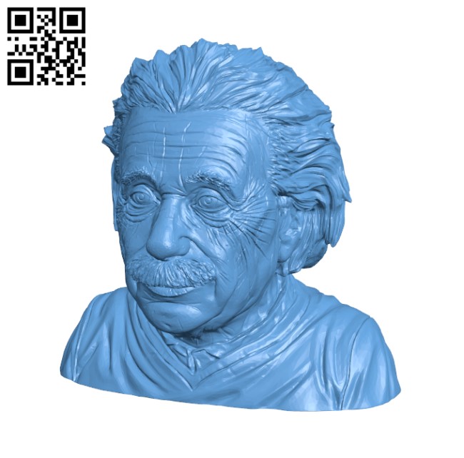 Albert Einstein Bust H000548 file stl free download 3D Model for CNC and 3d printer