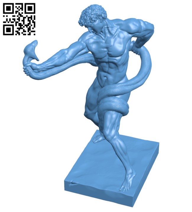 Athlete Wrestling a Python H000632 file stl free download 3D Model for CNC and 3d printer