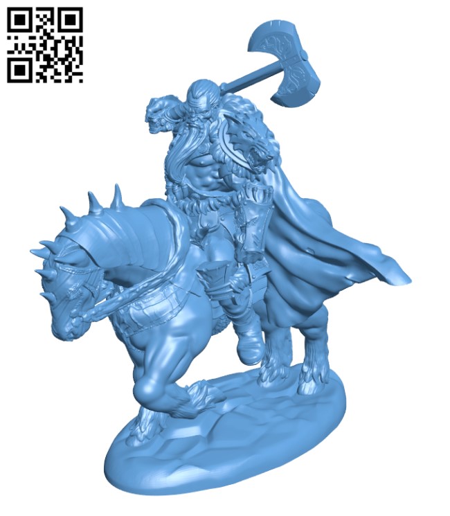 Barbarian Chief on Horsesback H000754 file stl free download 3D Model for CNC and 3d printer