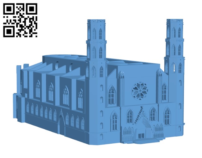 Basilica of Santa Maria del Mar - Barcelona H001323 file stl free download 3D Model for CNC and 3d printer