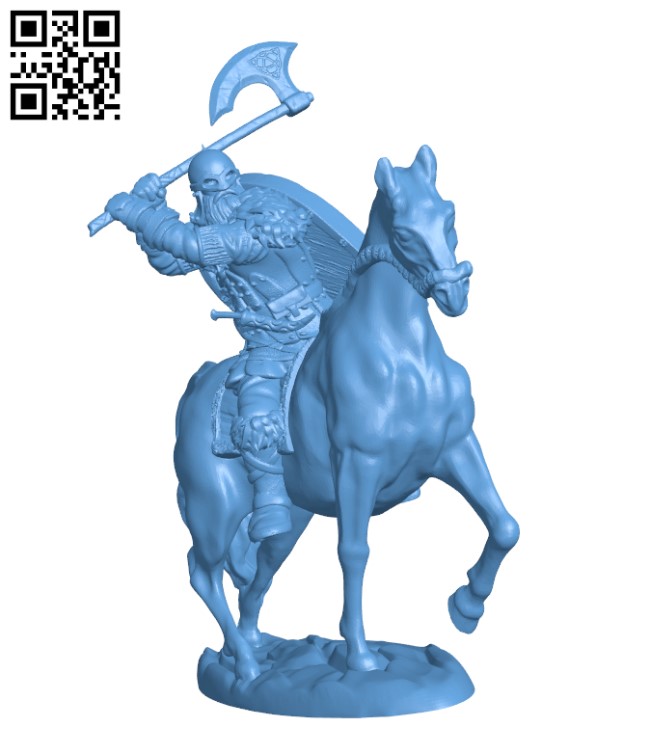 Berserker on horseback H000814 file stl free download 3D Model for CNC and 3d printer