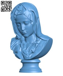 Bust of Mary from Pietà H000843 file stl free download 3D Model for CNC and 3d printer