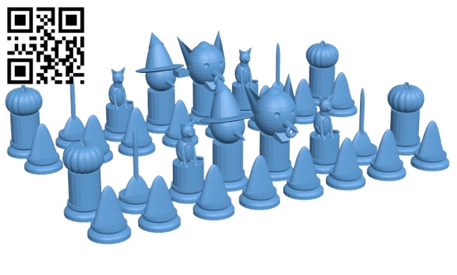 Candy and witches Halloween chess H001325 file stl free download 3D Model for CNC and 3d printer