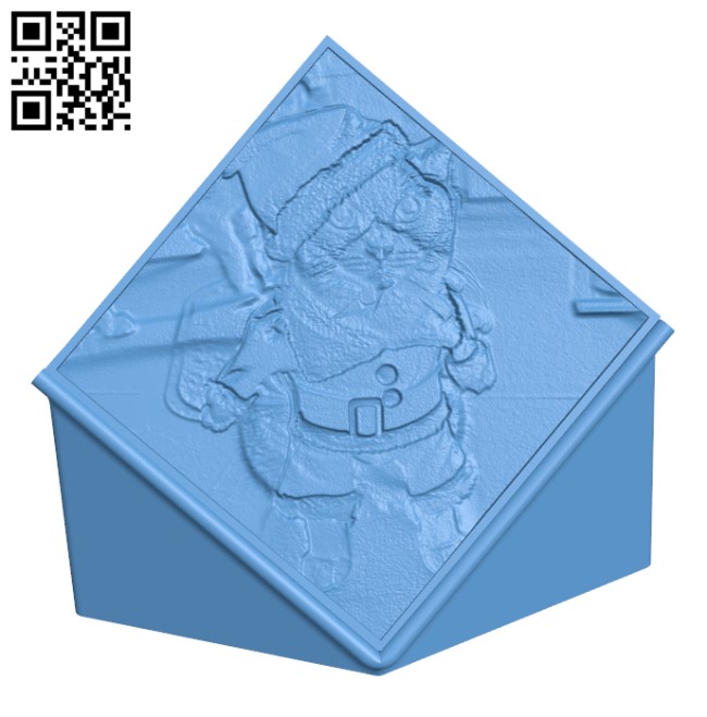 Cat Santa litho 67mm H001141 file stl free download 3D Model for CNC and 3d printer