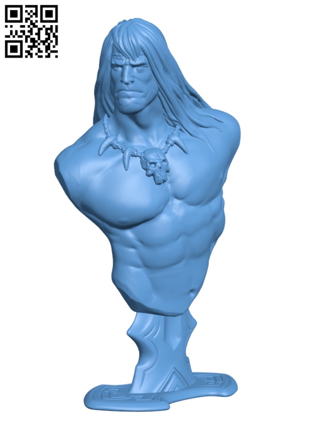Conan the Barbarian bust H000582 file stl free download 3D Model for CNC and 3d printer