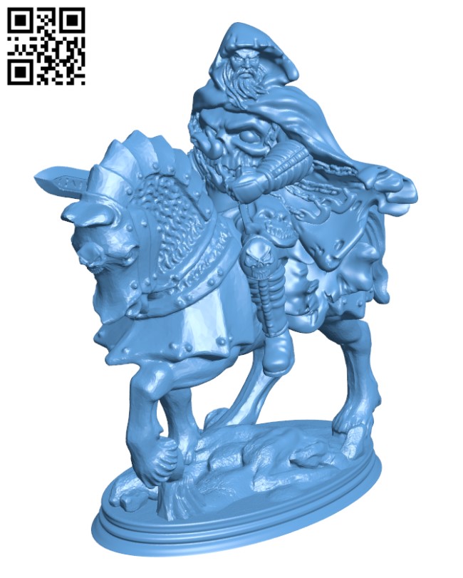 Death Knight on horseback H000524 file stl free download 3D Model for CNC and 3d printer