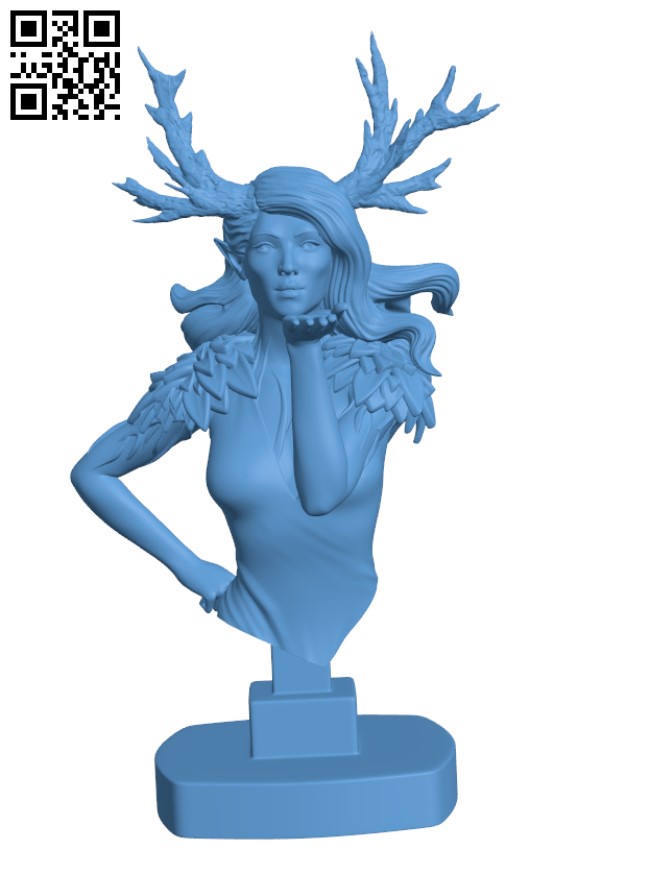 Dryad bust H000823 file stl free download 3D Model for CNC and 3d printer