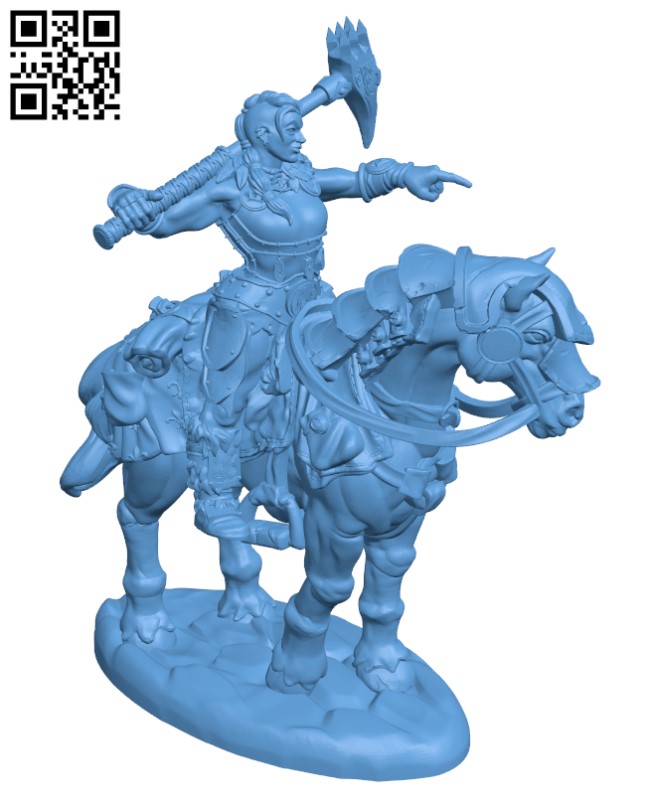 Female Barbarian on Horseback H000909 file stl free download 3D Model for CNC and 3d printer