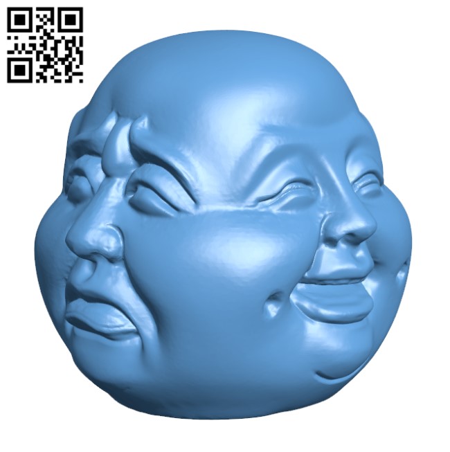 Four Face Buddha H000501 file stl free download 3D Model for CNC and 3d printer