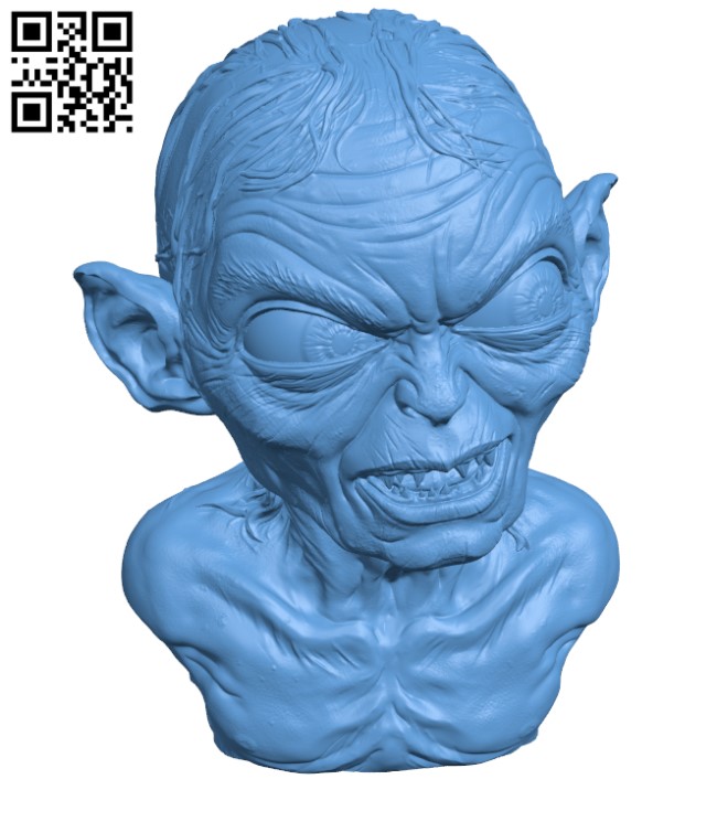 Golum bust, from Lord Of The Rings H000588 file stl free download 3D Model for CNC and 3d printer