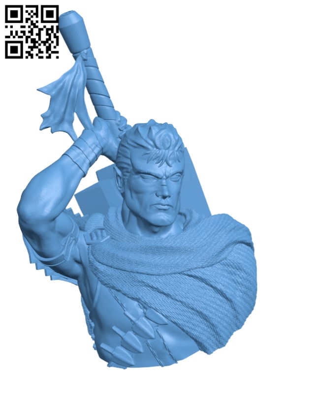 Guts, the Black swordsman bust H000911 file stl free download 3D Model for CNC and 3d printer