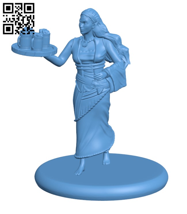 Half Elf Barmaid H000781 file stl free download 3D Model for CNC and 3d printer