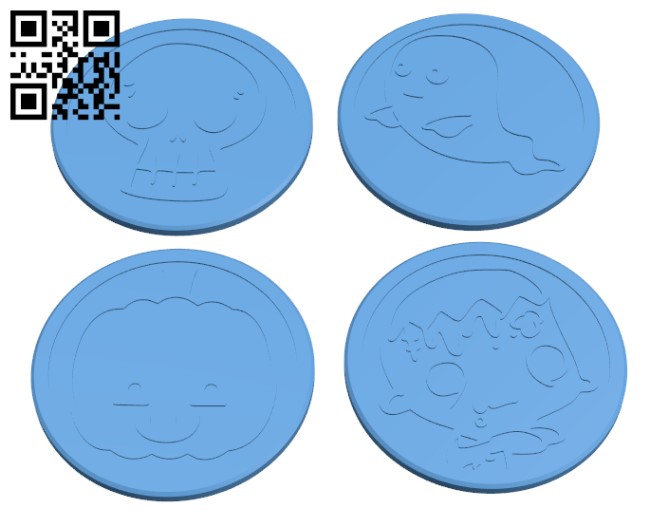 Halloween coasters H001218 file stl free download 3D Model for CNC and 3d printer
