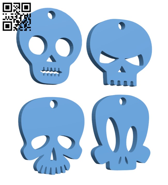 Halloween skull earrings H000936 file stl free download 3D Model for CNC and 3d printer