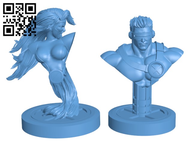 Jean grey and cyclops -Bust H000643 file stl free download 3D Model for CNC and 3d printer