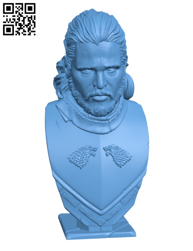 Jon Snow bust H000705 file stl free download 3D Model for CNC and 3d printer