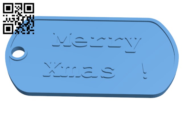 Merry Xmas dogtag H001365 file stl free download 3D Model for CNC and 3d printer